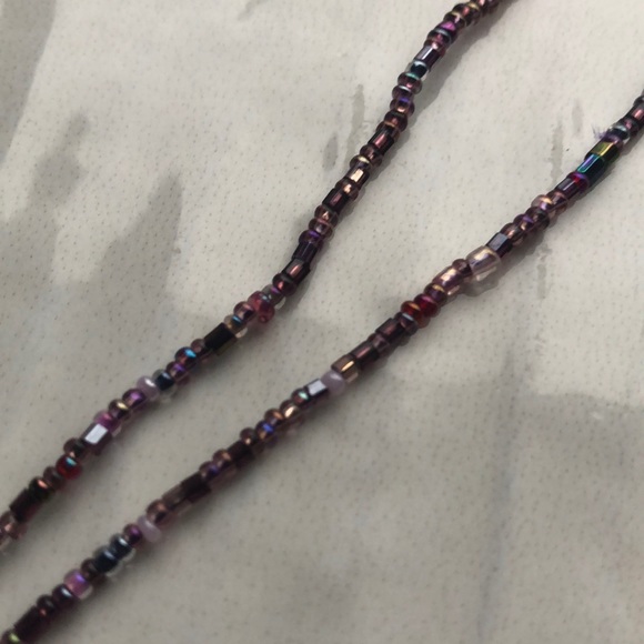 3 Ball Dangle Lavender Hand Beaded Necklace - Picture 5 of 6